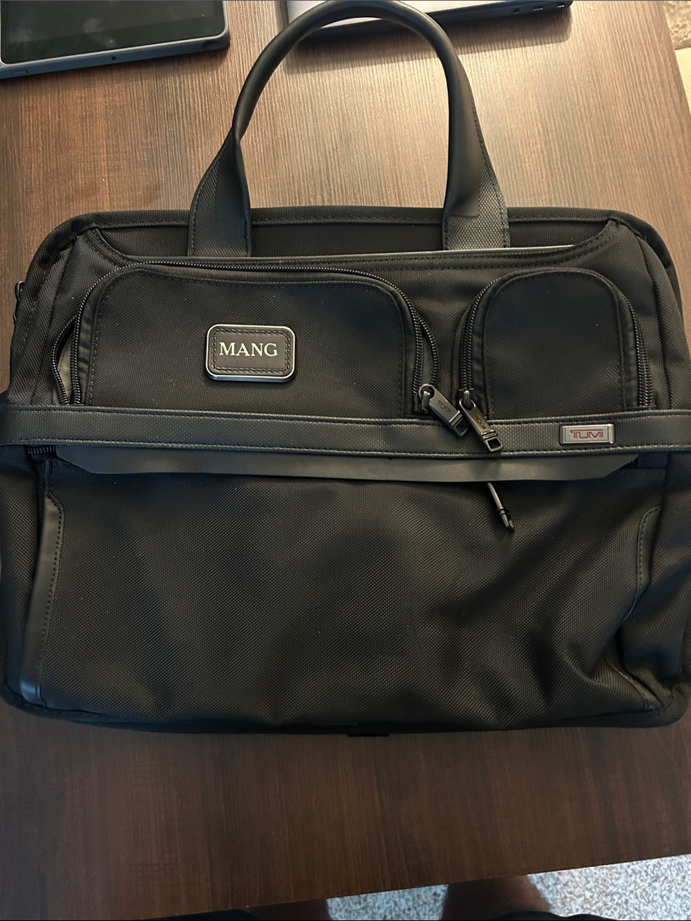 Tumi Black Men's Laptop Briefcase with Front Zip Pockets